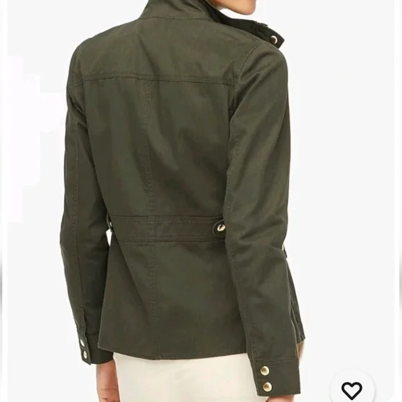 J. Crew Jacket Women's GreenDark Moss Downtown Field ZipSnaps Wax Shell Sz SMALL - Picture 4 of 10
